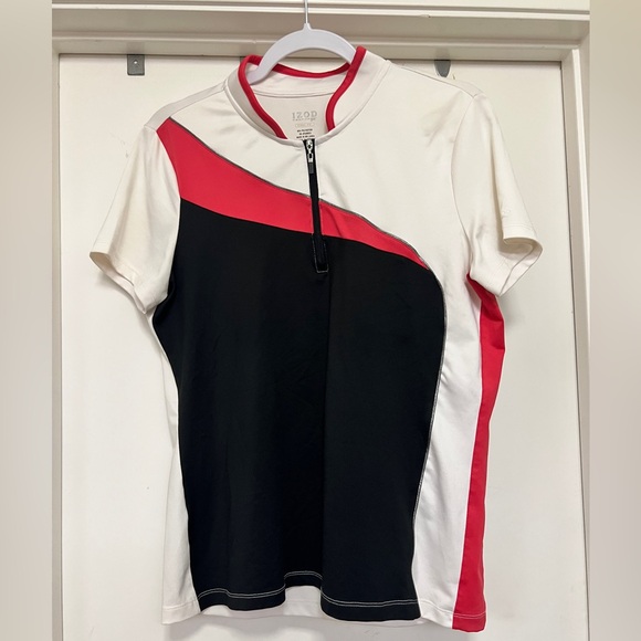 Izod Golf 1/4 zip women’s polo - black/pink/white - size M - Picture 1 of 5